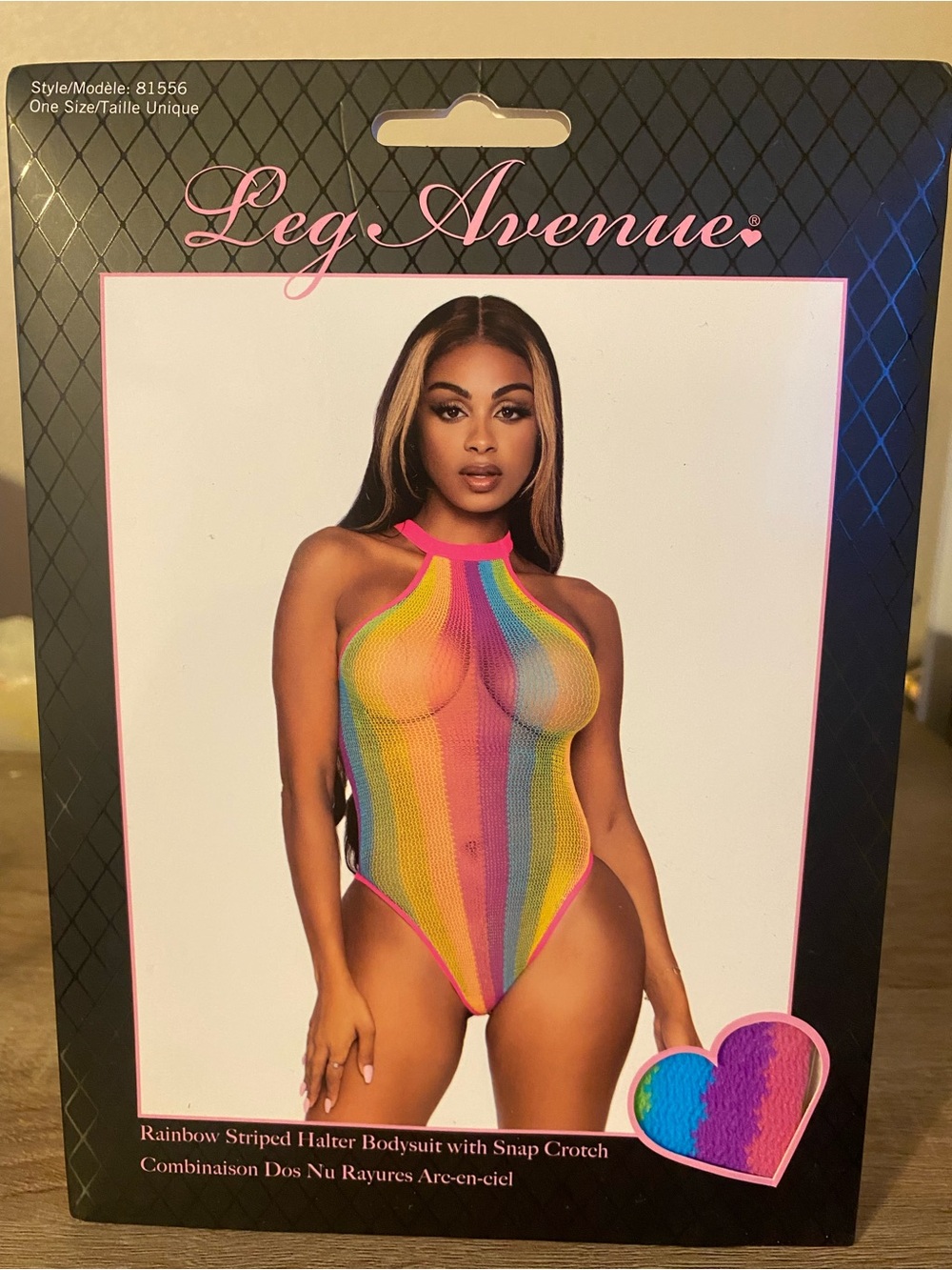 Leg Avenue Multicolor Rainbow Halter Bodysuit